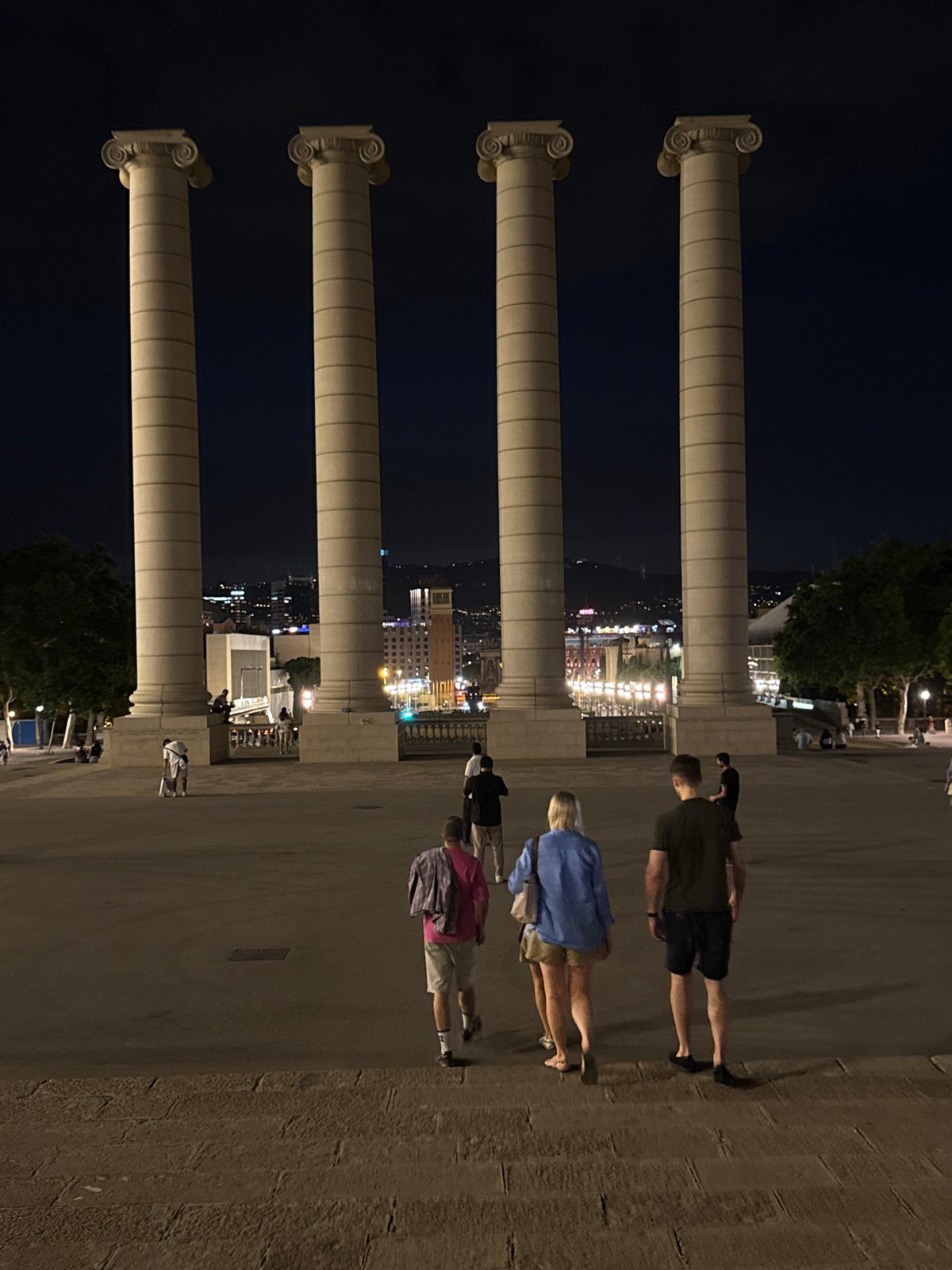 Evening at Magic Fountain of Montjuïc with illuminated water displays