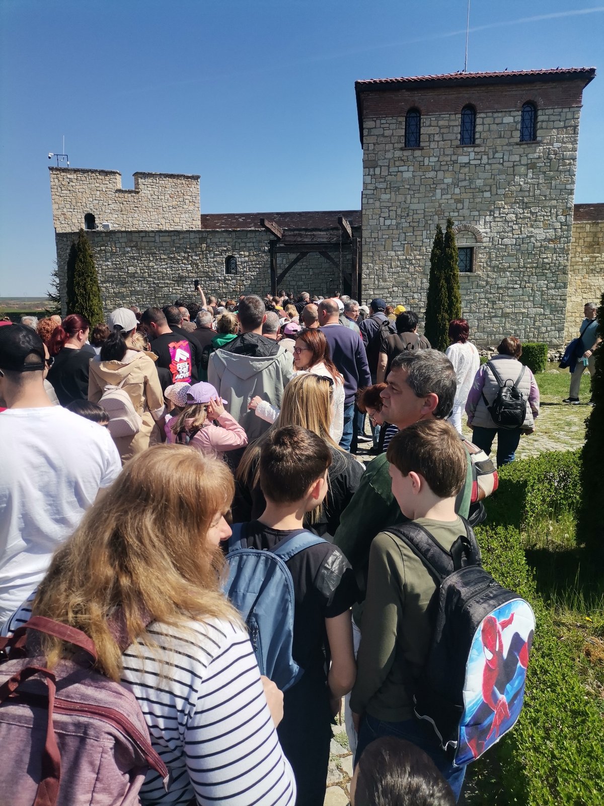 Crowd gathers at historic fortress in Neofit Rilski, Bulgaria