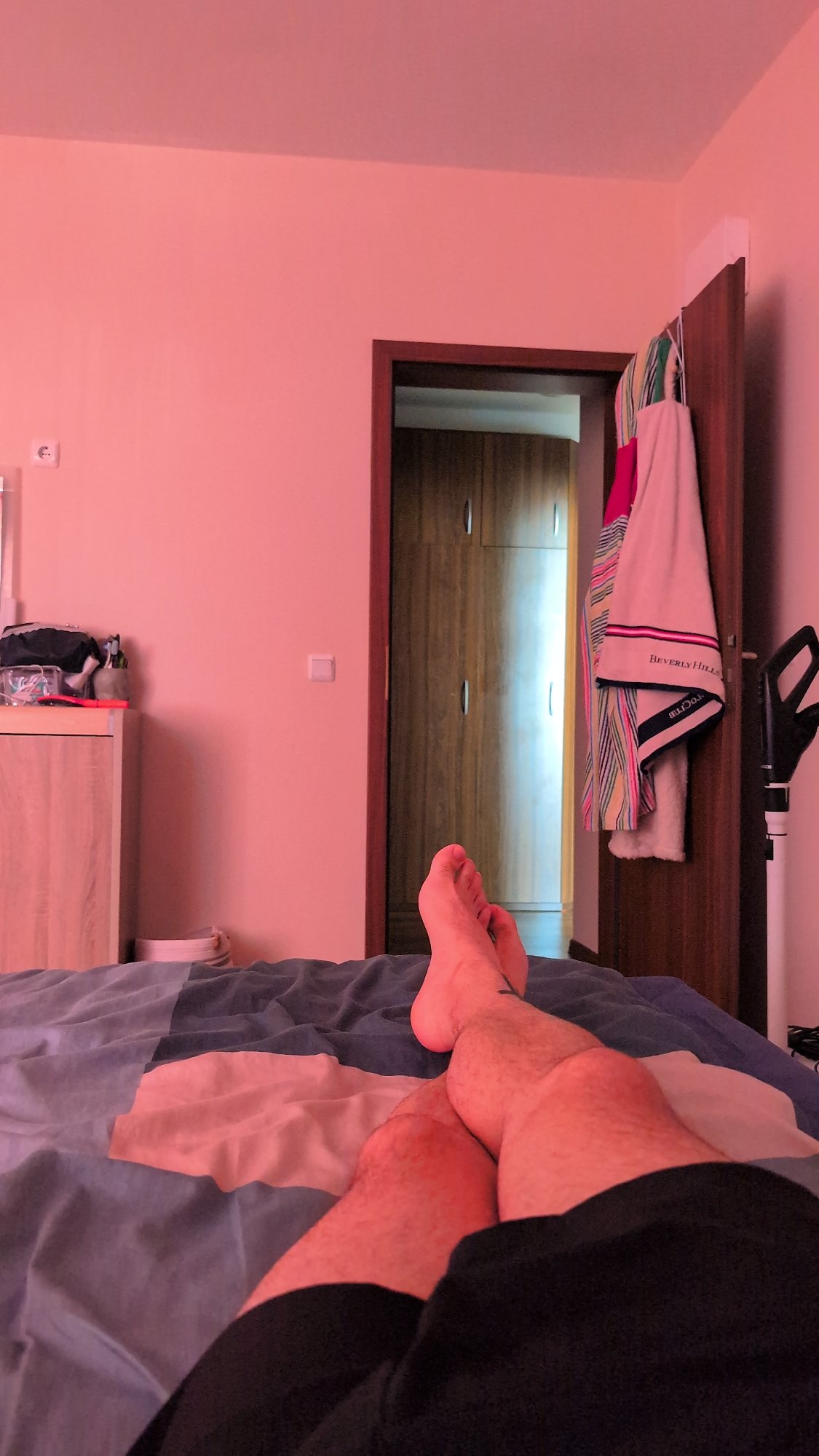 Relaxing on a patterned bed in Plovdiv