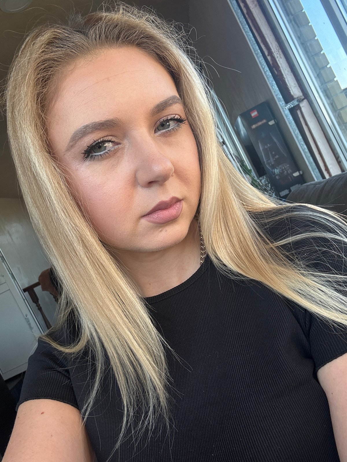 Selfie session at home, plus cats and a window view