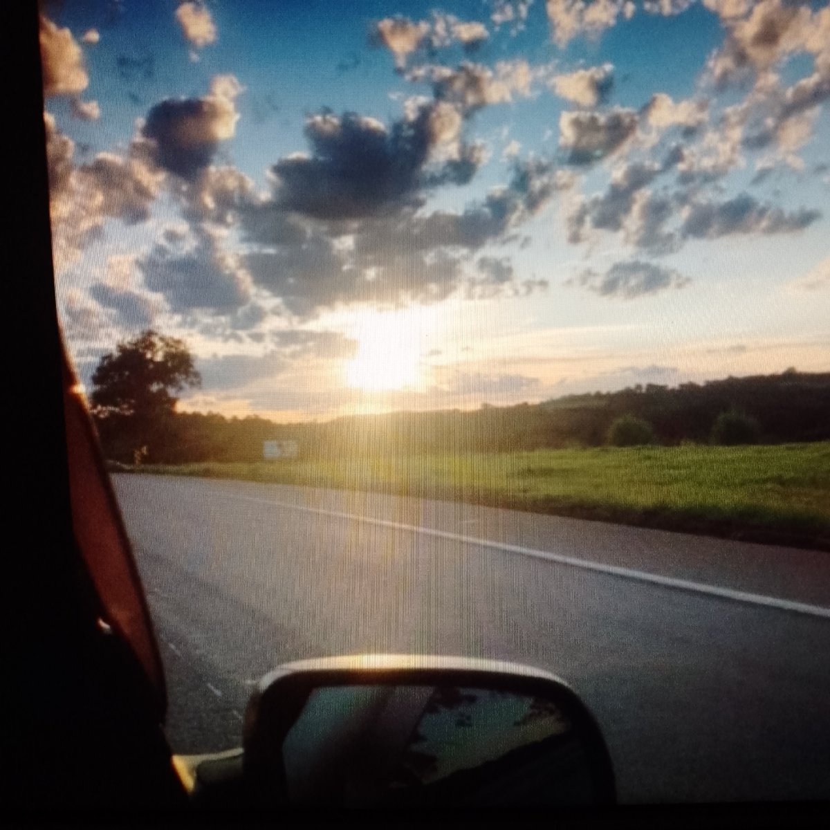 Evening drive past gardens and fields documented by witness