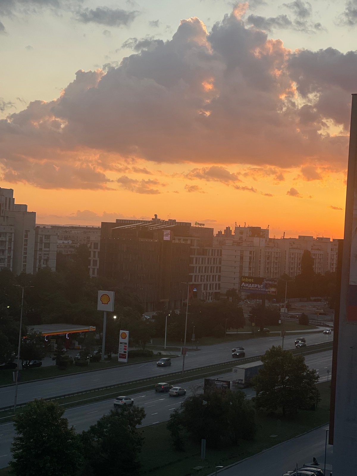 Evening sunset views and card game documented in Sofia