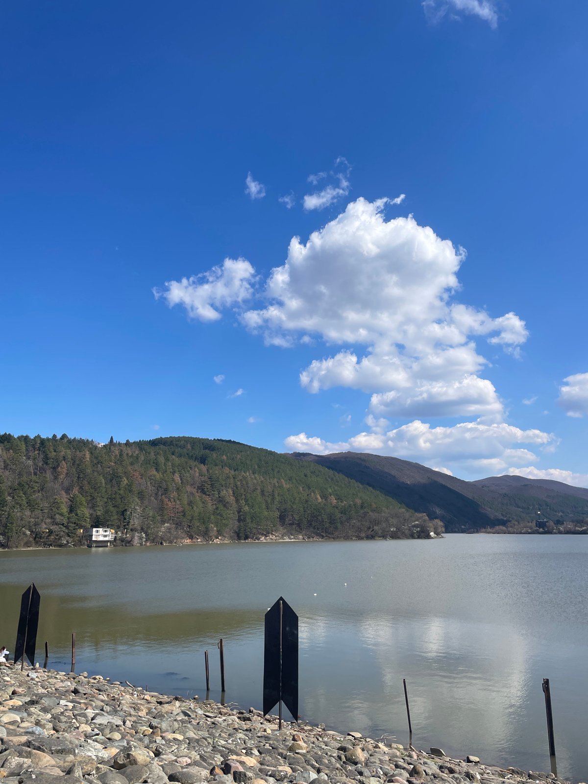 Lake Pancharevo scenic views documented under cloudy skies
