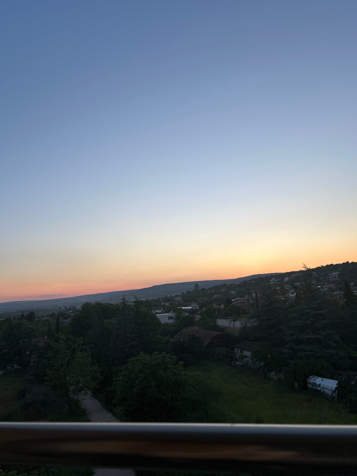 Sunset observed from elevated vantage point in Aksakovo, Bulgaria