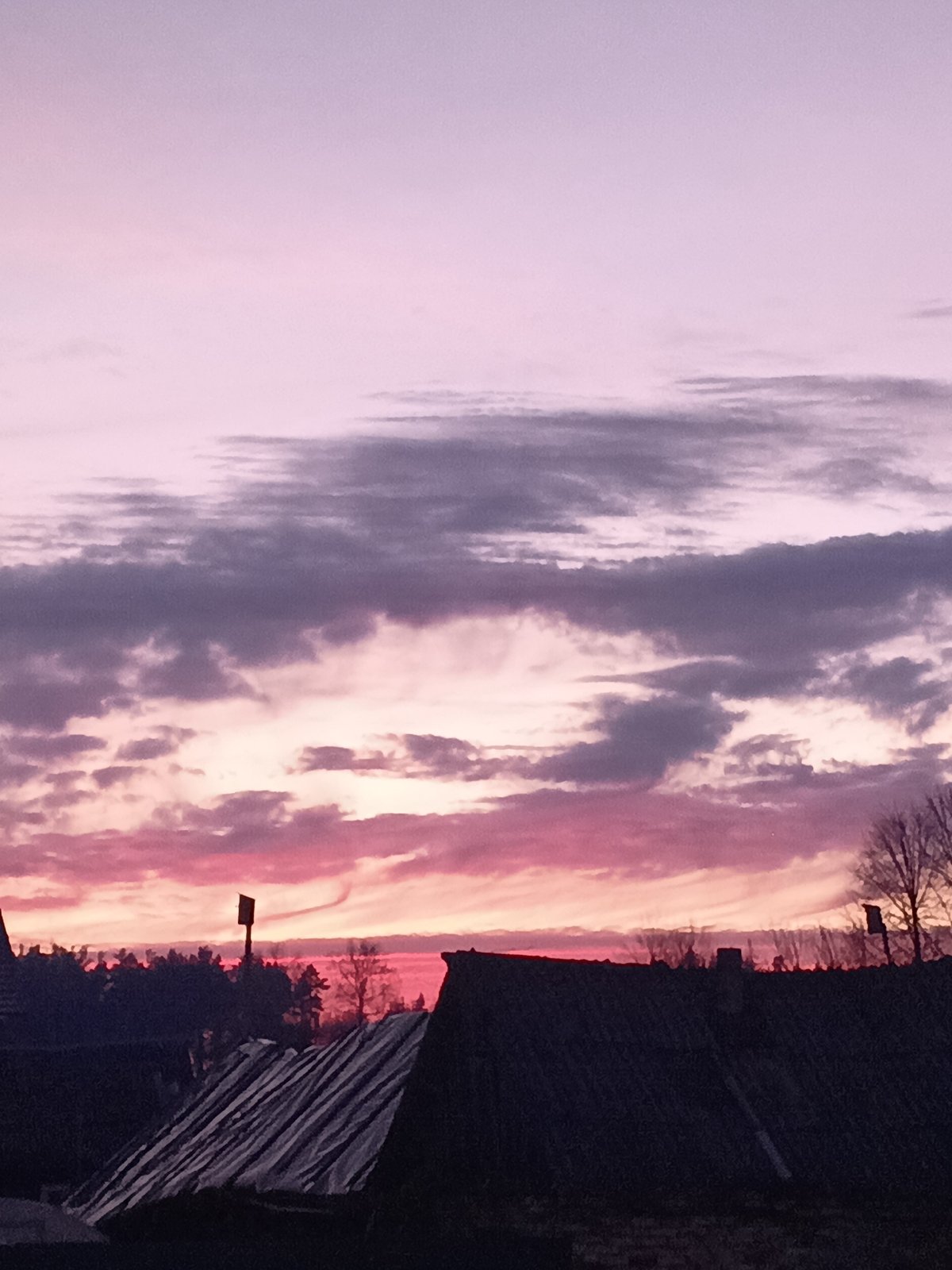 Dramatic twilight sky captured over rural Andreyevo, Russia