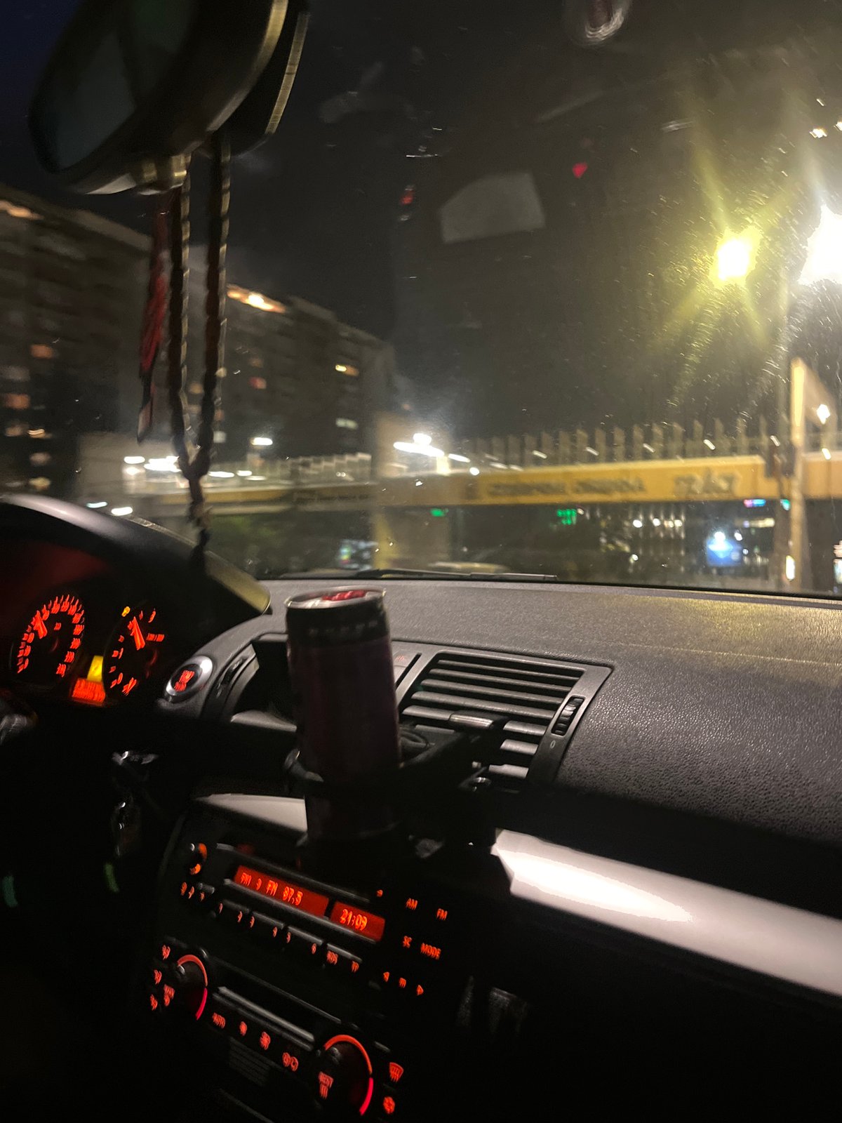Night drive through Sofia captured on dashboard camera