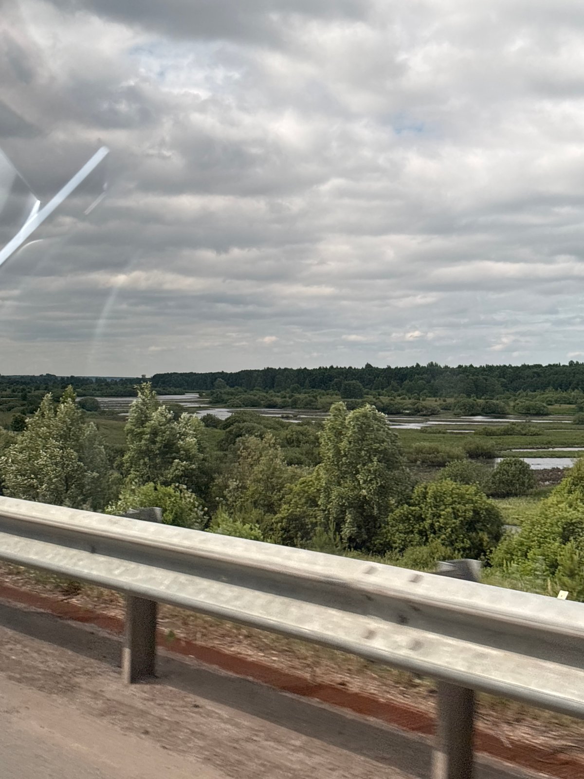 Morning drive through rural Kambarka countryside captured on video