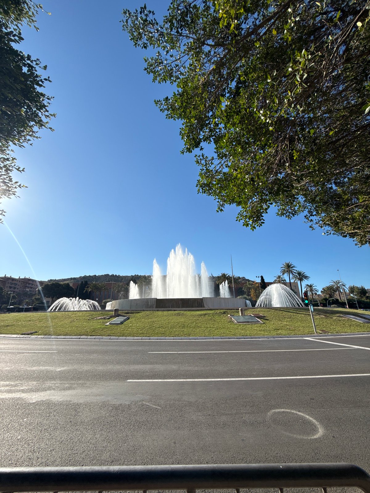 Urban fountains and landscaping documented in unknown city