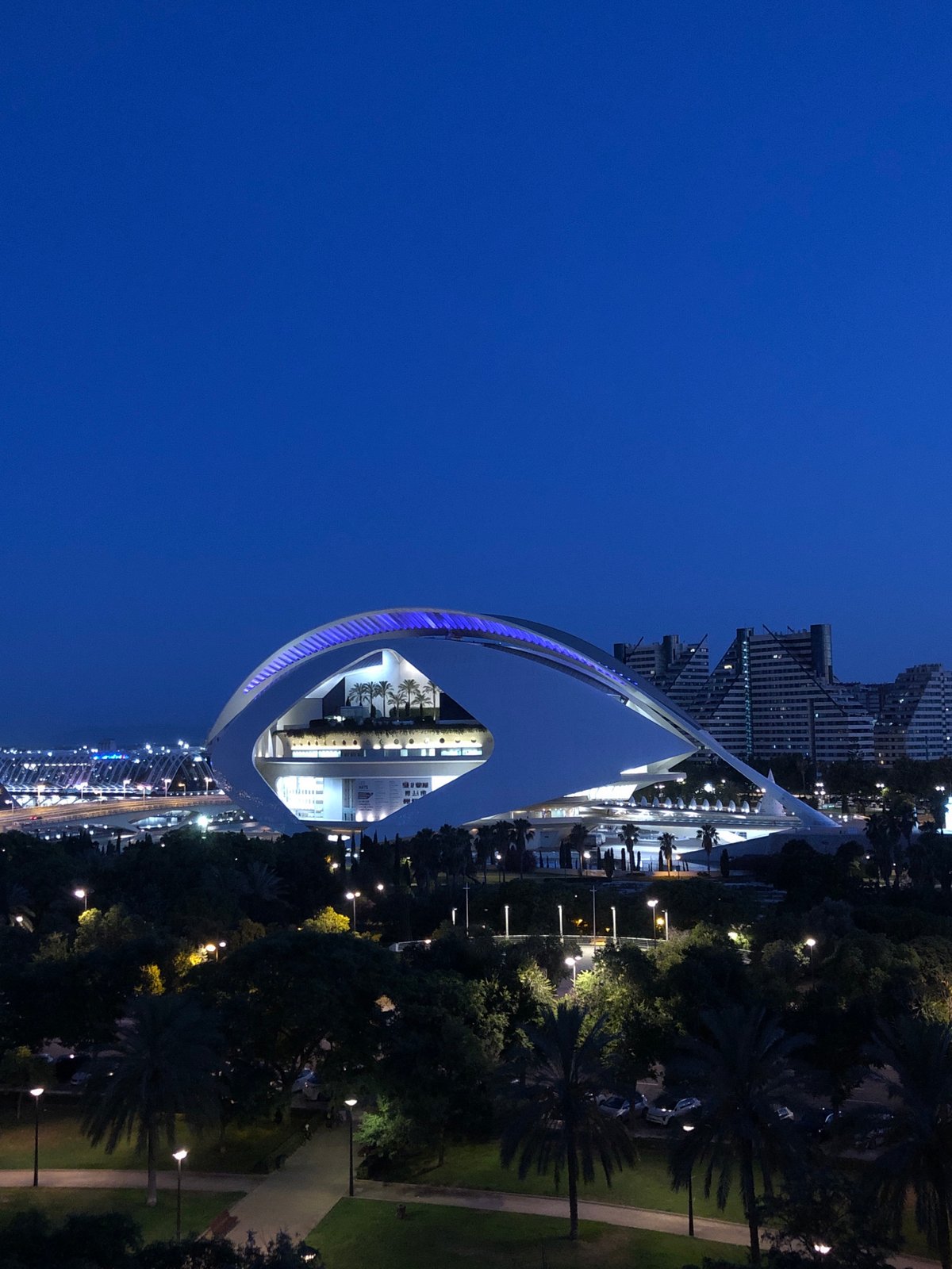 Valencia's City of Arts and Sciences glows at dusk
