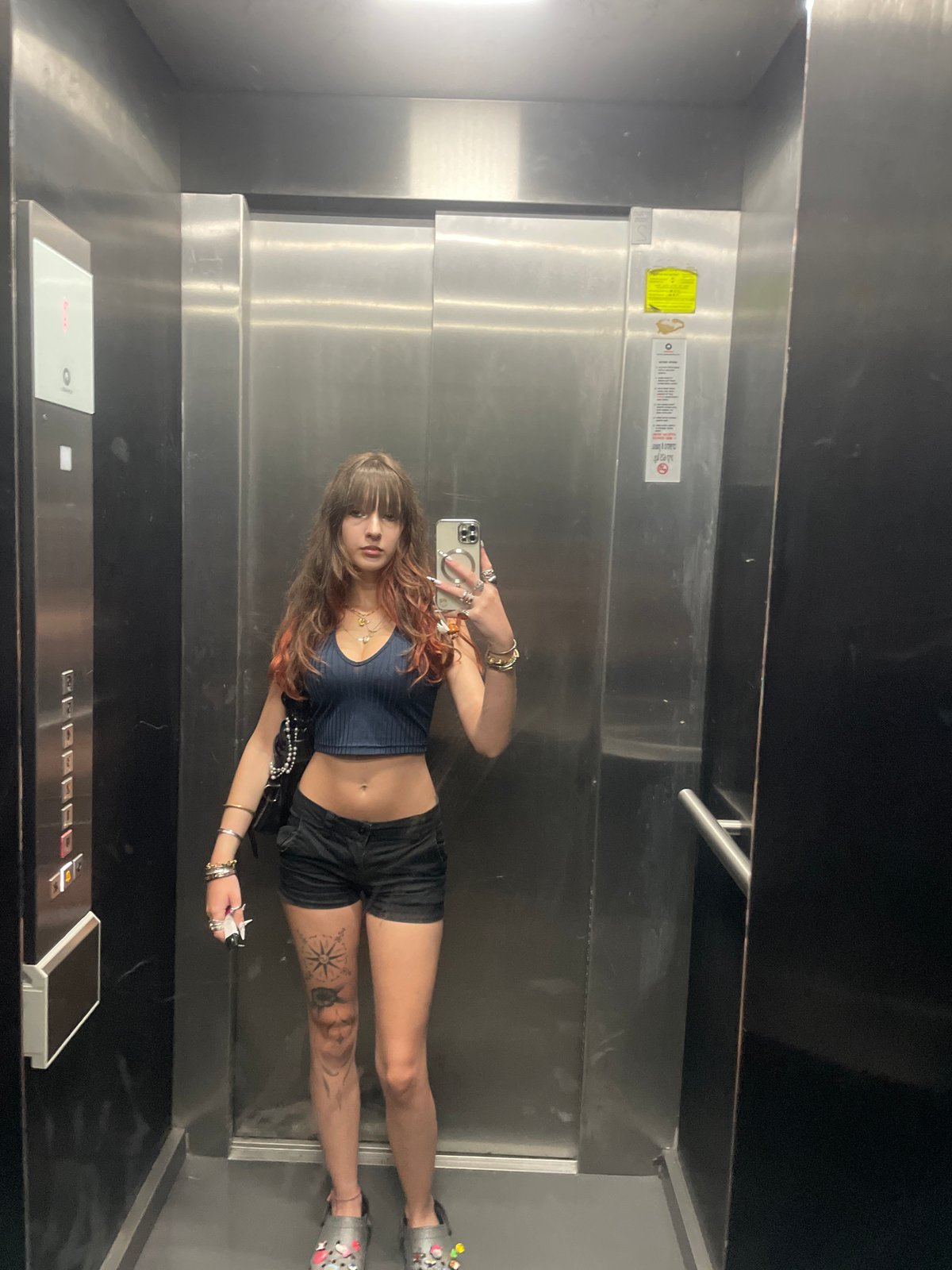 Woman takes elevator selfie in Raanana, Israel