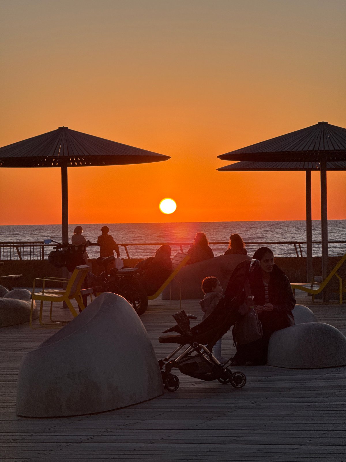Sunset observed over Mediterranean from Tel Aviv waterfront