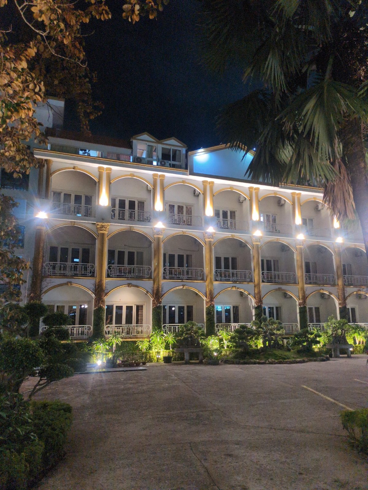 Nighttime scenes captured at hotel and restaurant in Phú Quốc