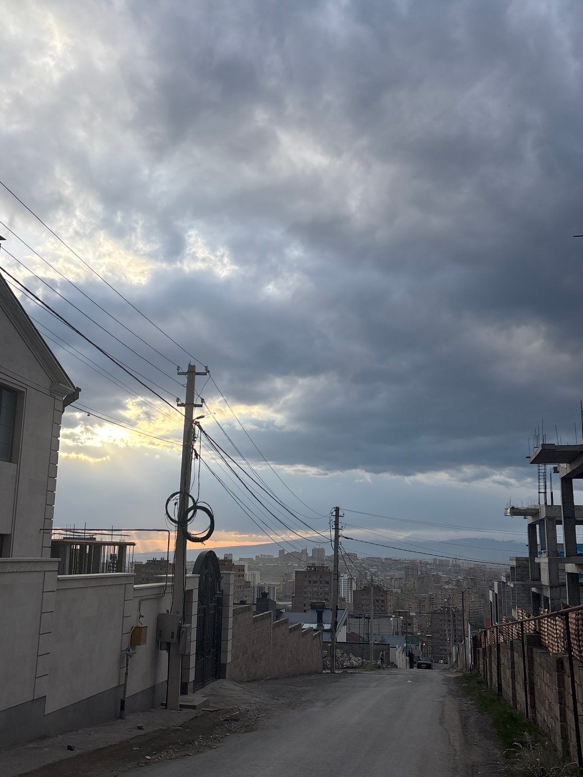 Dramatic skies documented over Arinj, Armenia construction zones
