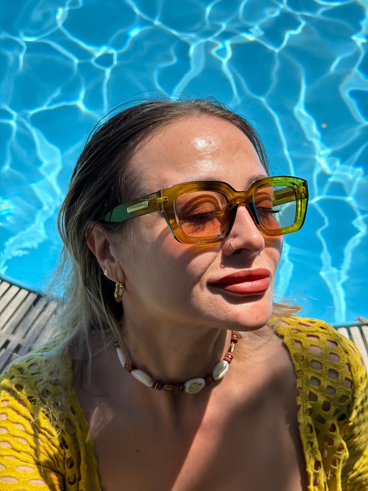 Woman enjoys morning pool time in Krasnoyarsk