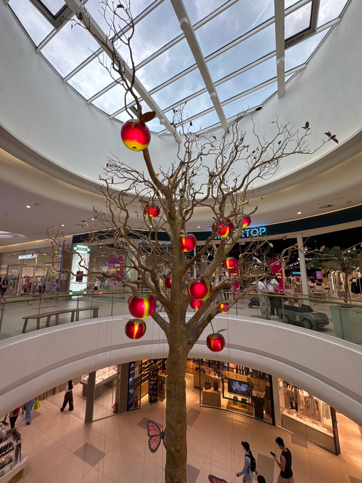 Inside an Almaty mall: fruit stands, gelato, and quirky decor