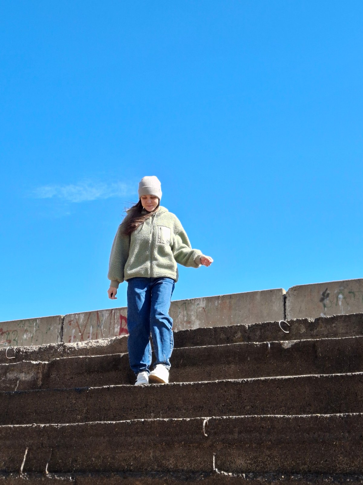 Morning photo session at Kama River pier in Chaikovsky