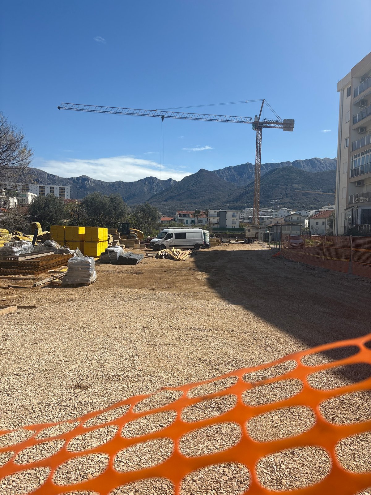 Morning routine unfolds near construction site in Bar, Montenegro