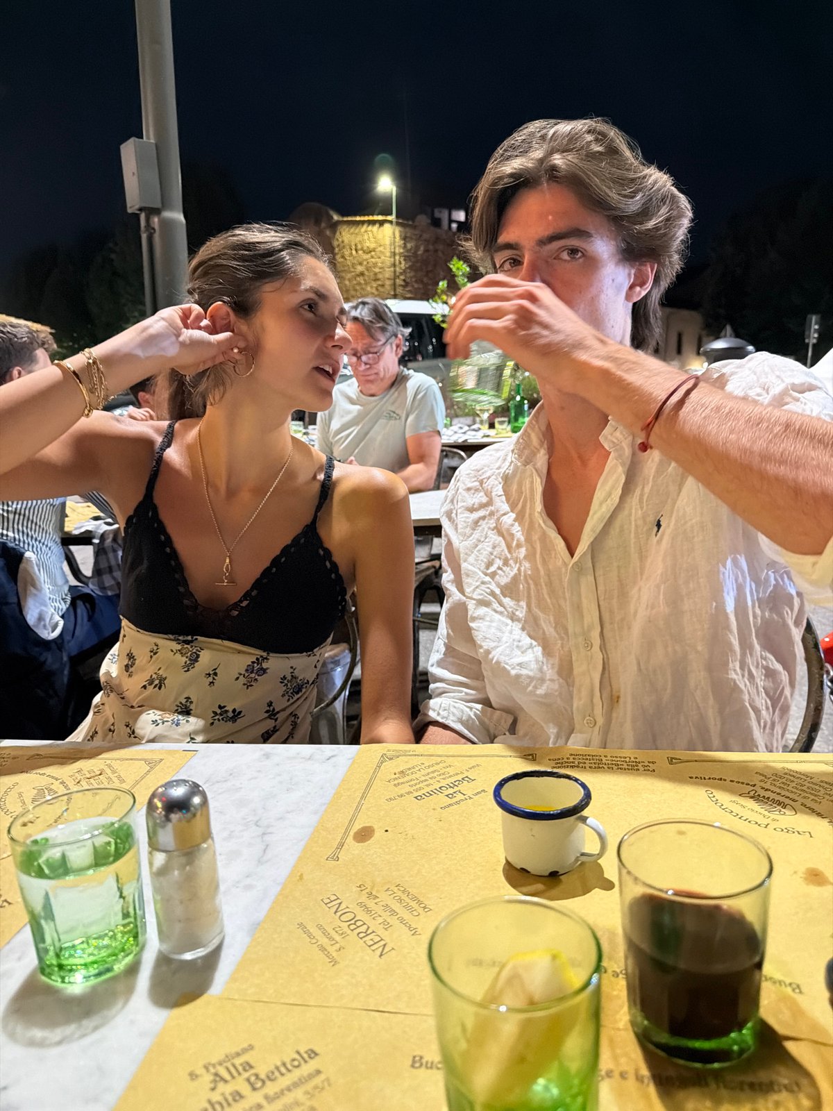 Evening dinner gathering documented at Florence restaurant