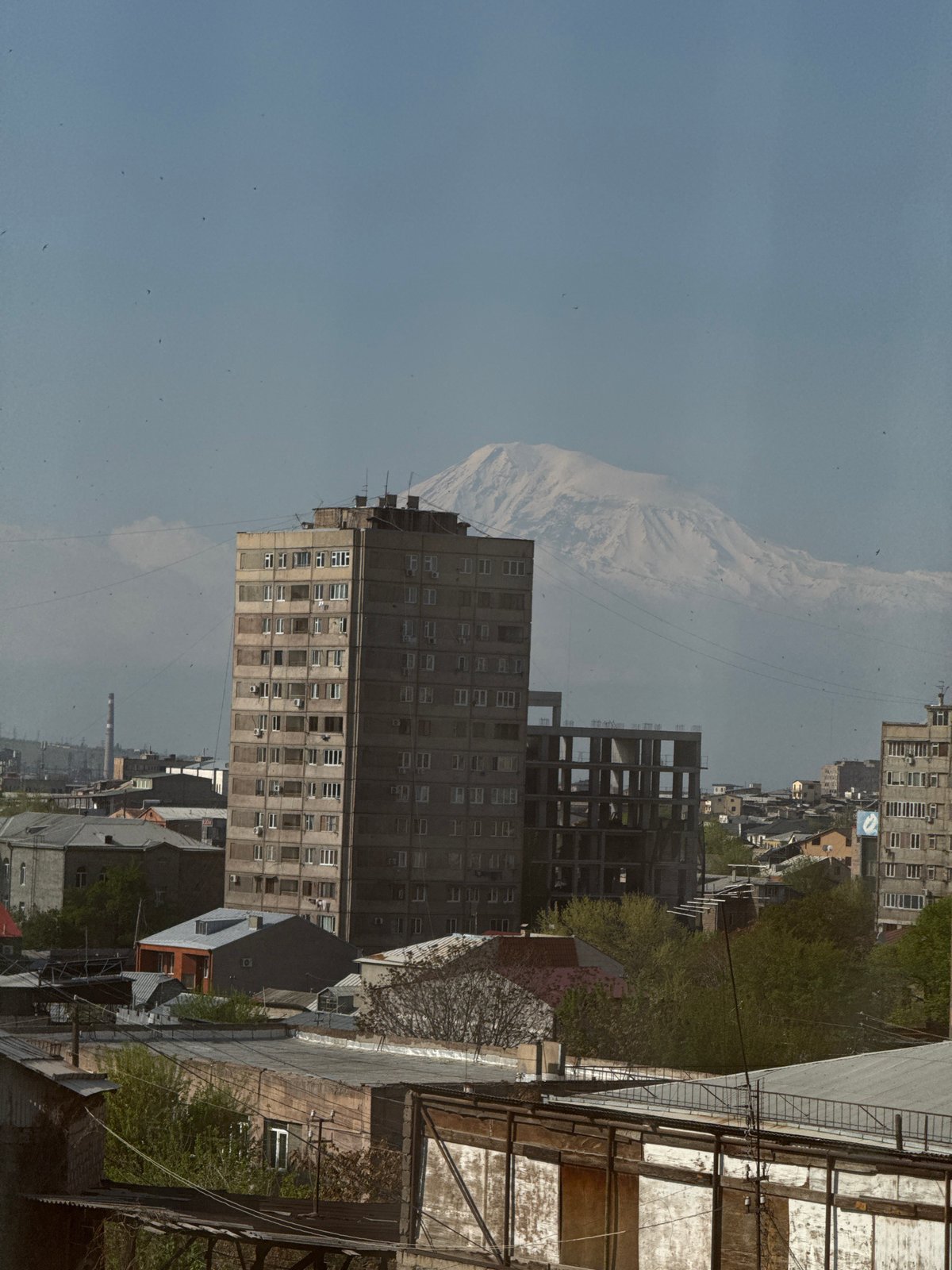 Daytime panoramic view captures Yerevan with Mount Ararat backdrop