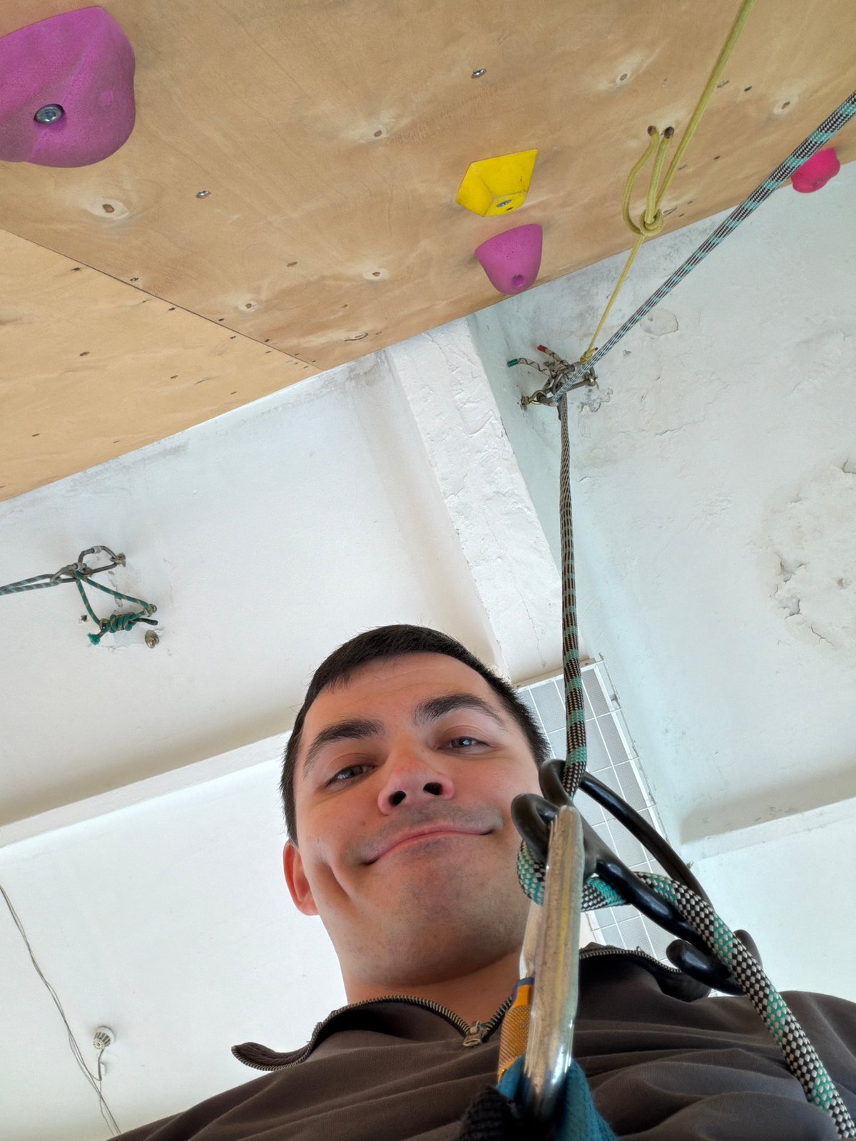 Indoor rock climbing session documented in Izhevsk, Russia