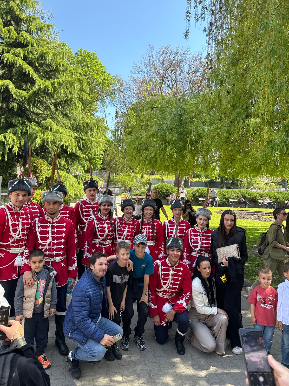 Children gather near Russian Church in Sofia park