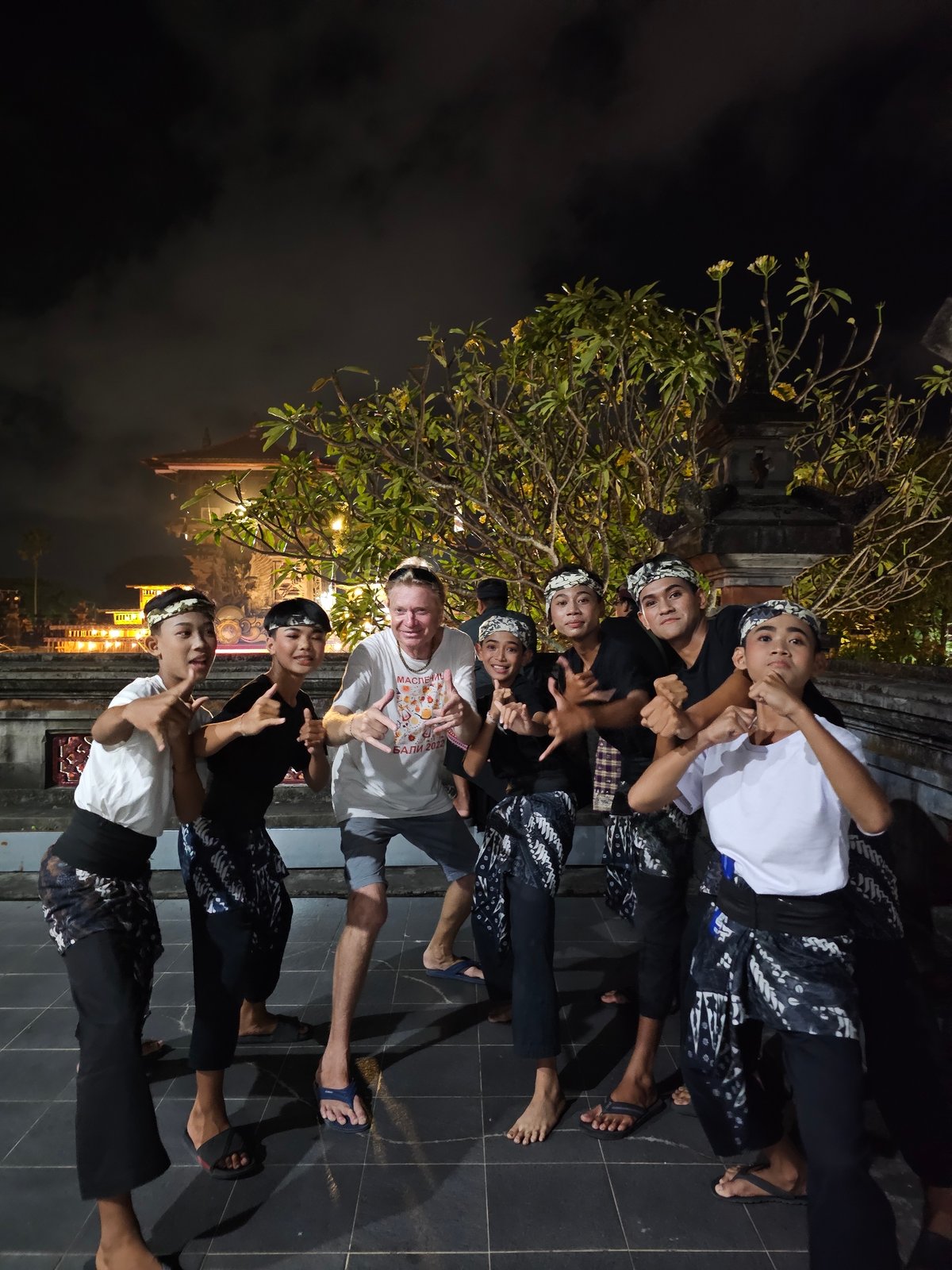 Traditional Balinese performance night in Denpasar, costumes and gamelan