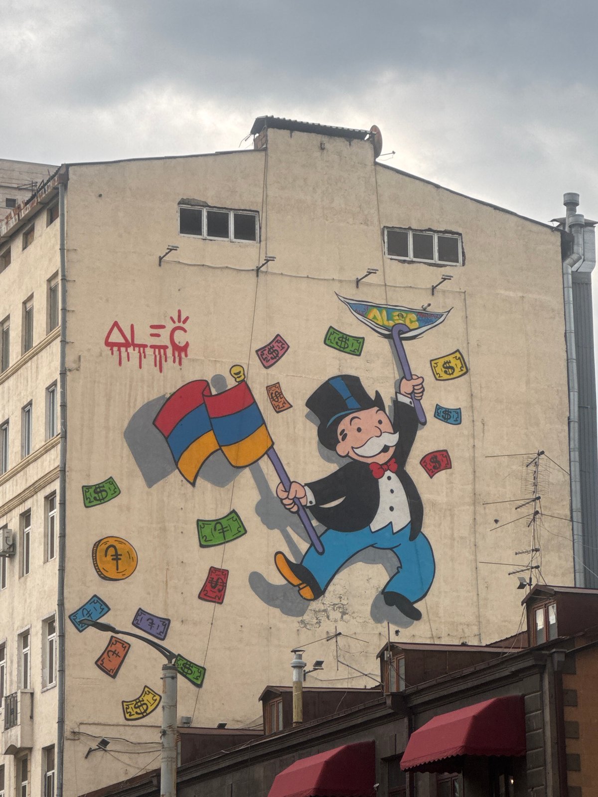 Morning walk through Yerevan captures street art and urban scenes