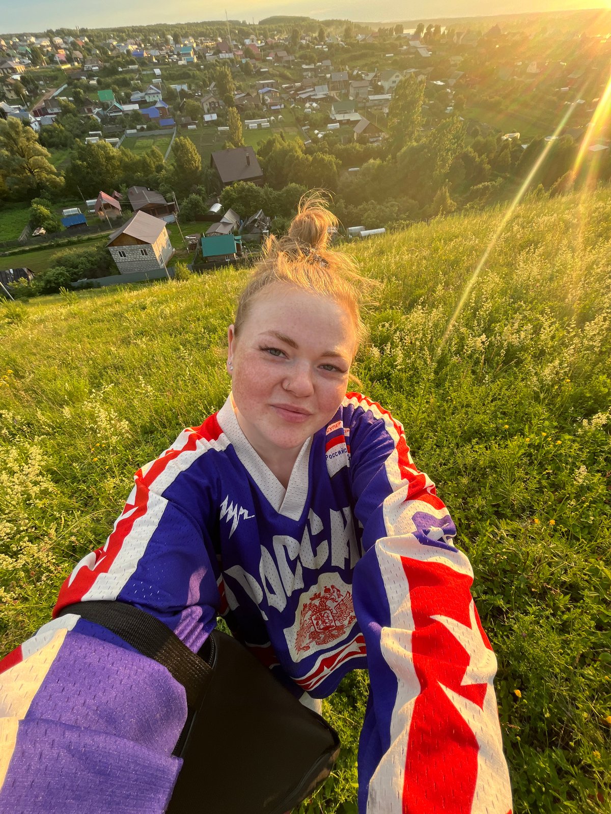 Golden hour on the hills above Olkhovka, Russia