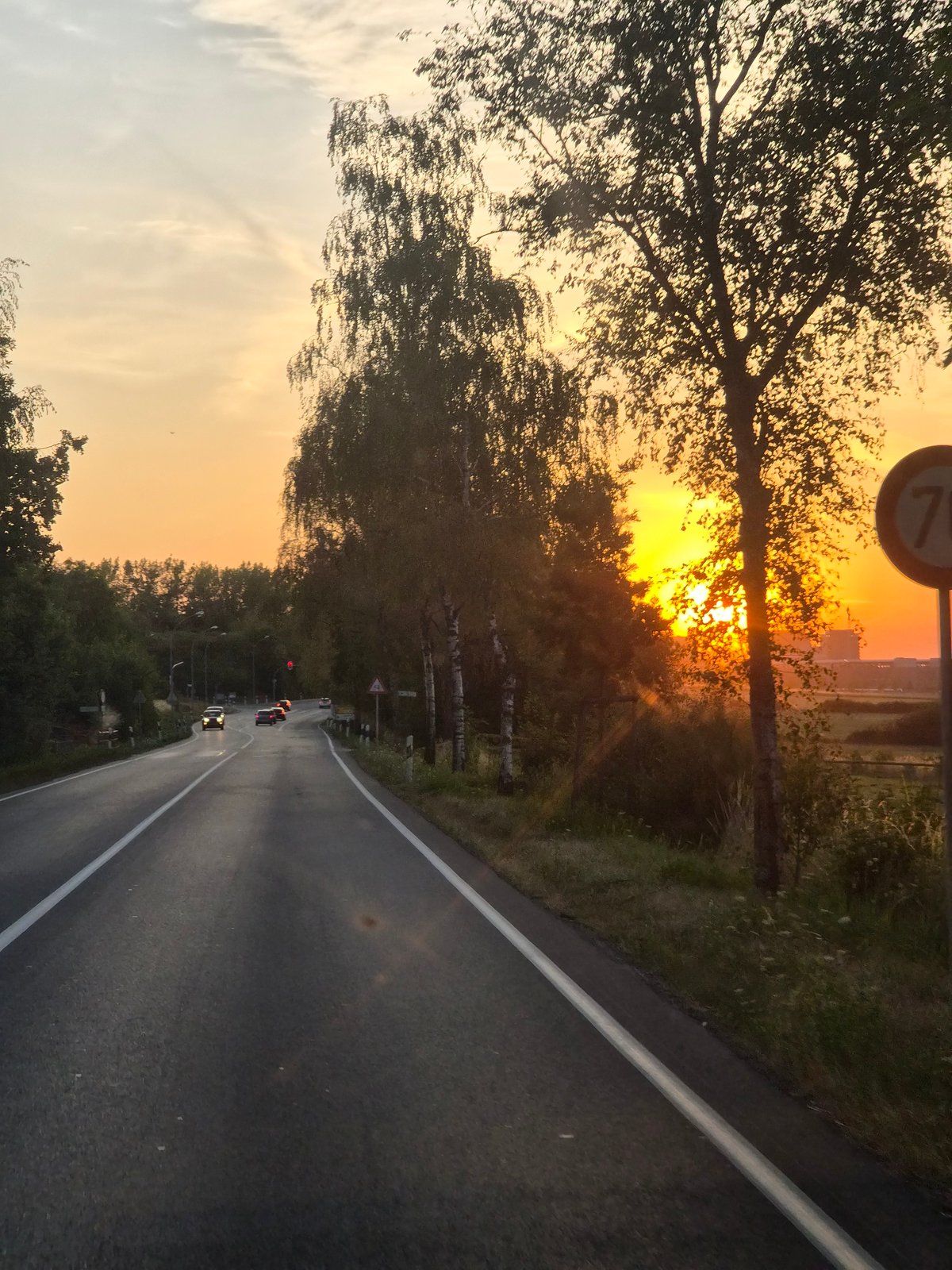 Golden sunset over winding roads near Luxembourg City