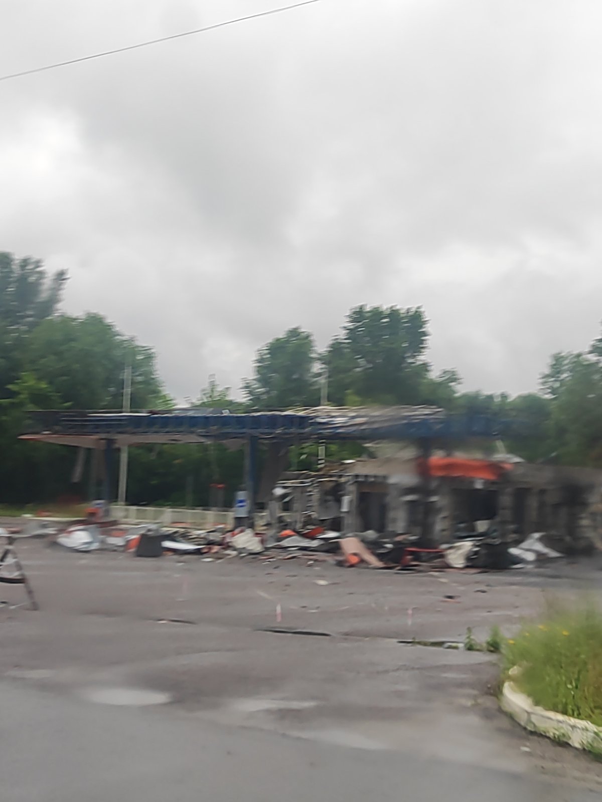 Bus ride through rural Ukraine under stormy skies