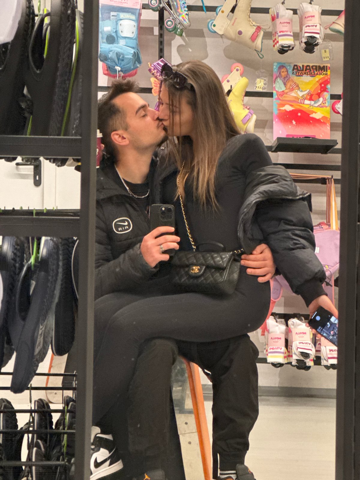 Couple's romantic shopping trip captured in Sofia retail store