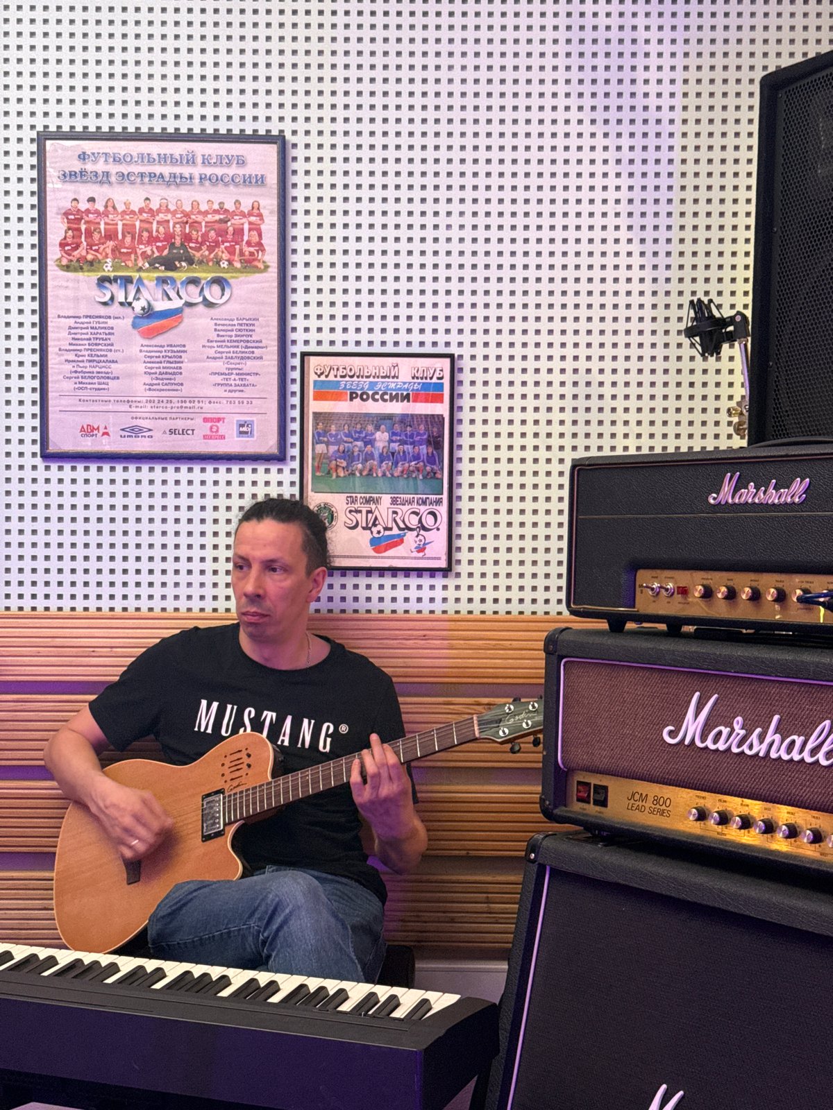 Musicians jam session recorded in Moscow music room