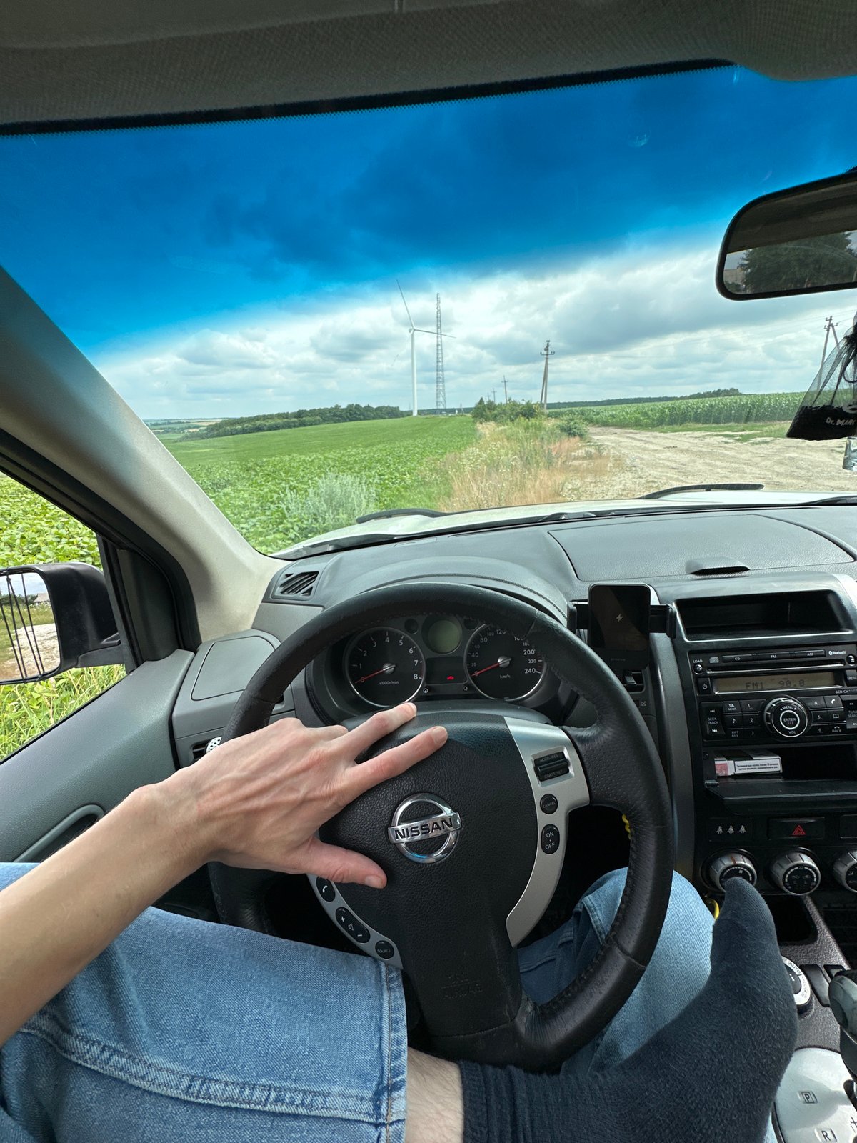 Driving a dirt road through rural Ukraine near Korchivka
