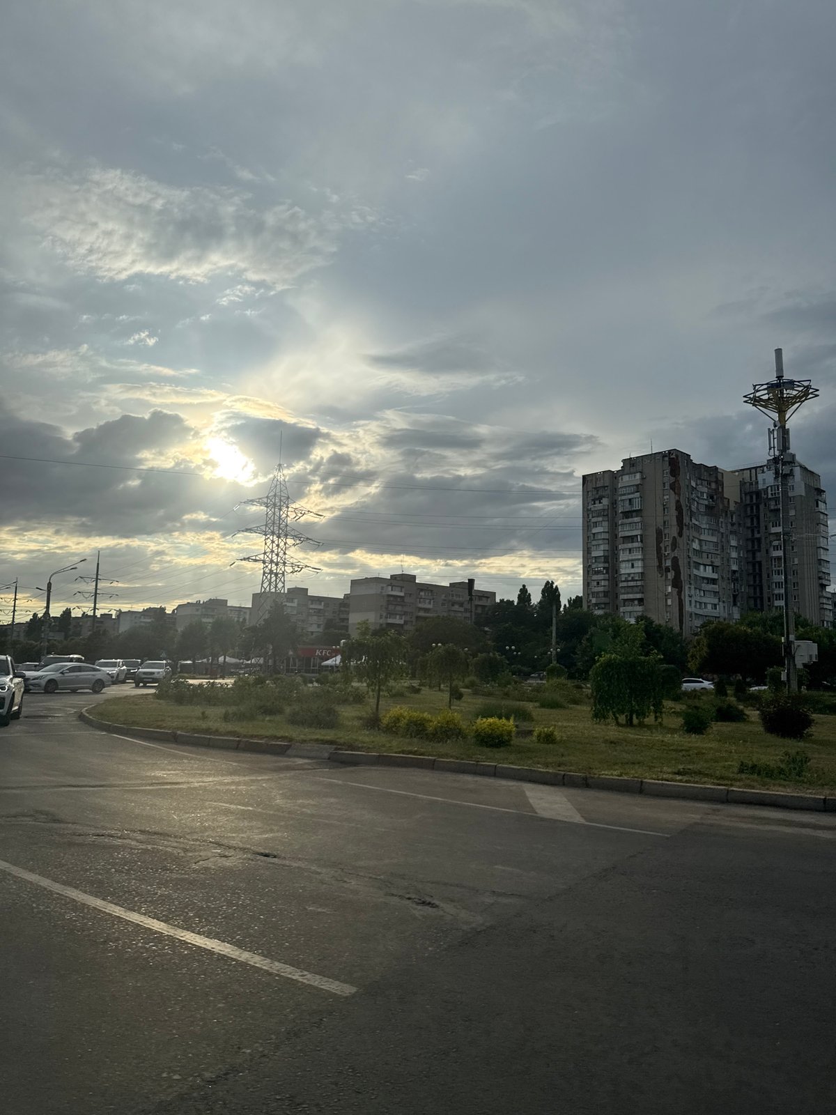 Street-level view through a car window in Odesa