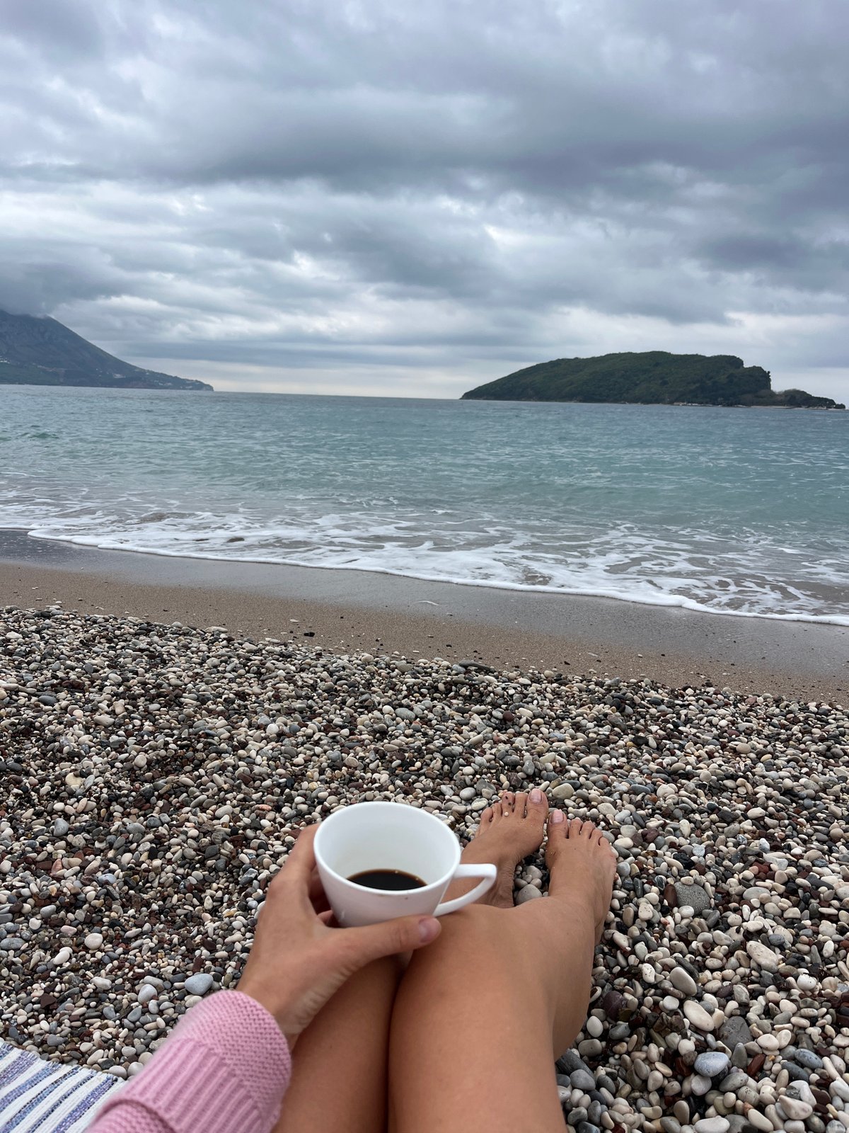 Morning beach scene captured in Budva, Montenegro