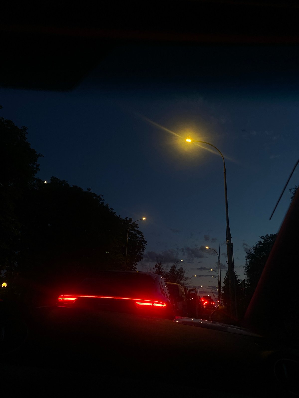 Evening traffic jam backs up through Brest, Belarus