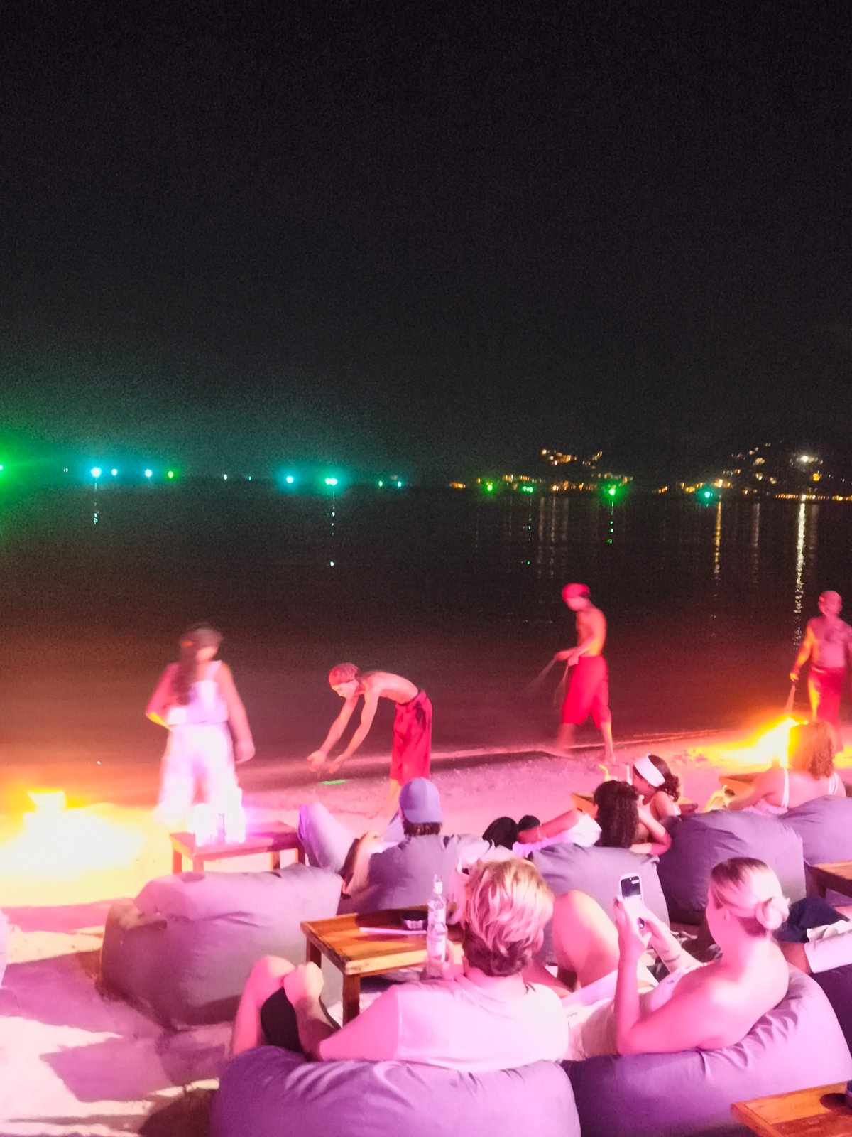 Fire dancing show lights up a Ko Samui beach night