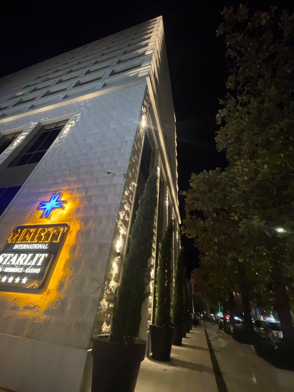 Nighttime scenes documented around Starlit Casino district