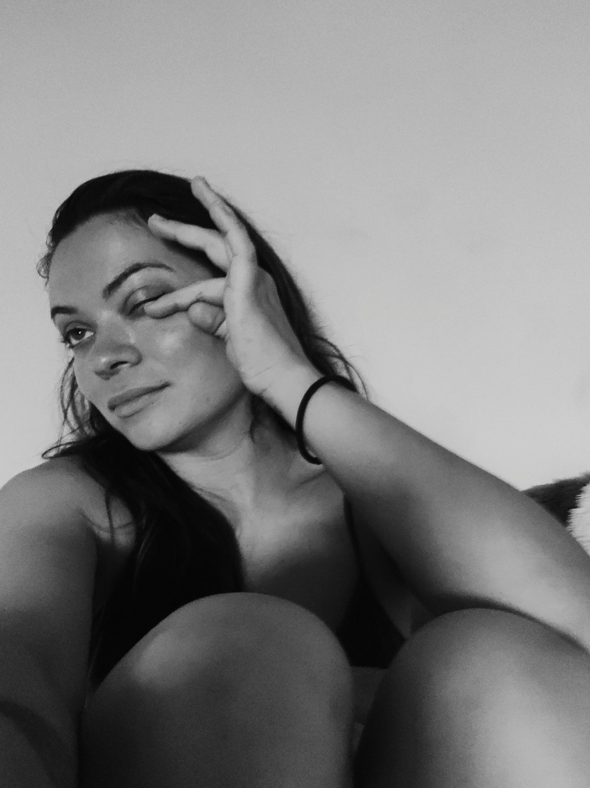 Family captures quiet bedtime moments in black and white photographs