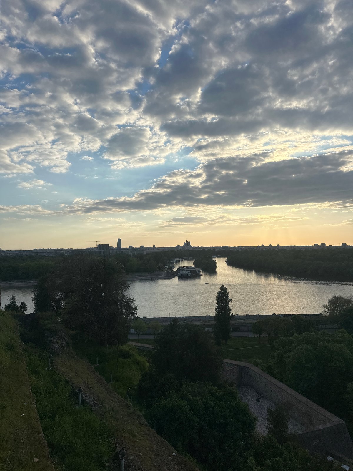 Panoramic riverfront view captured in Belgrade during afternoon hours