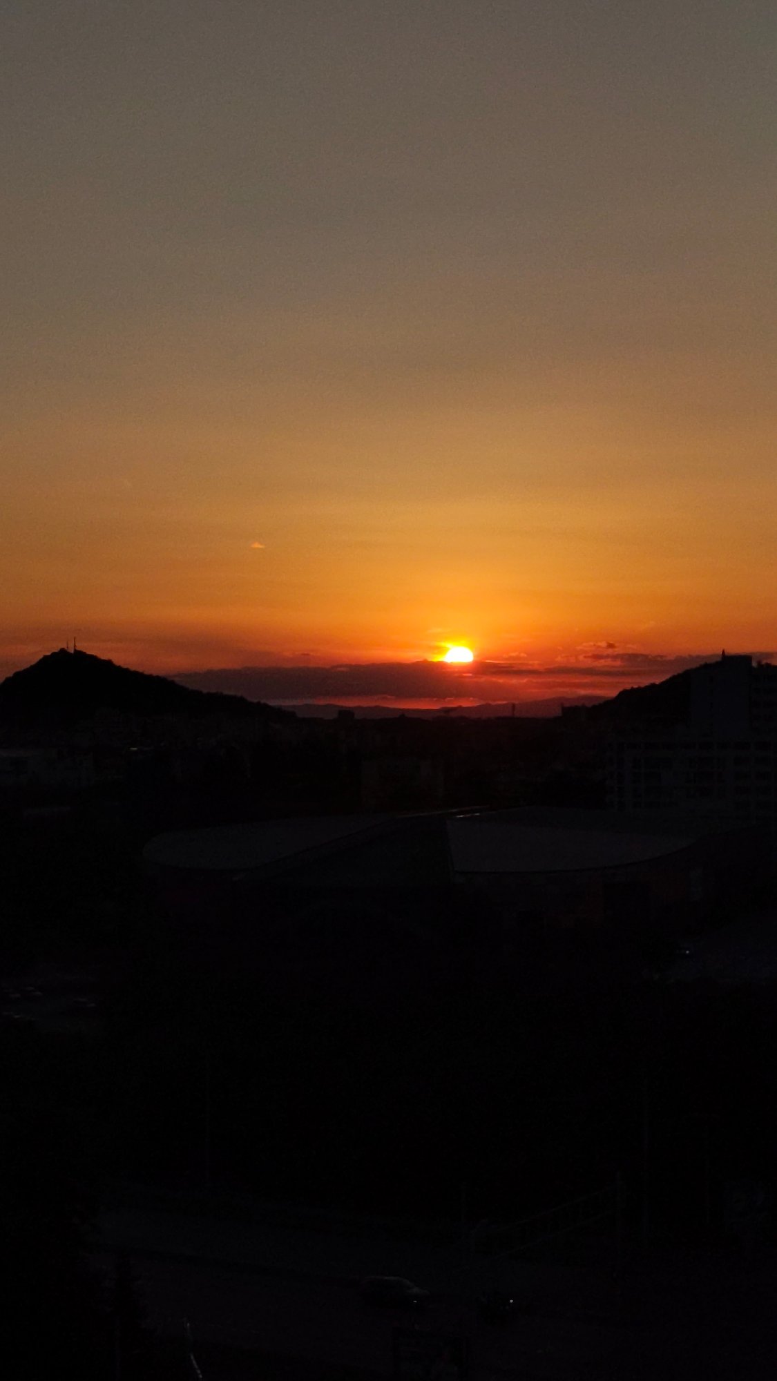 Plovdiv sunset, multiple angles, Alyosha monument on the horizon