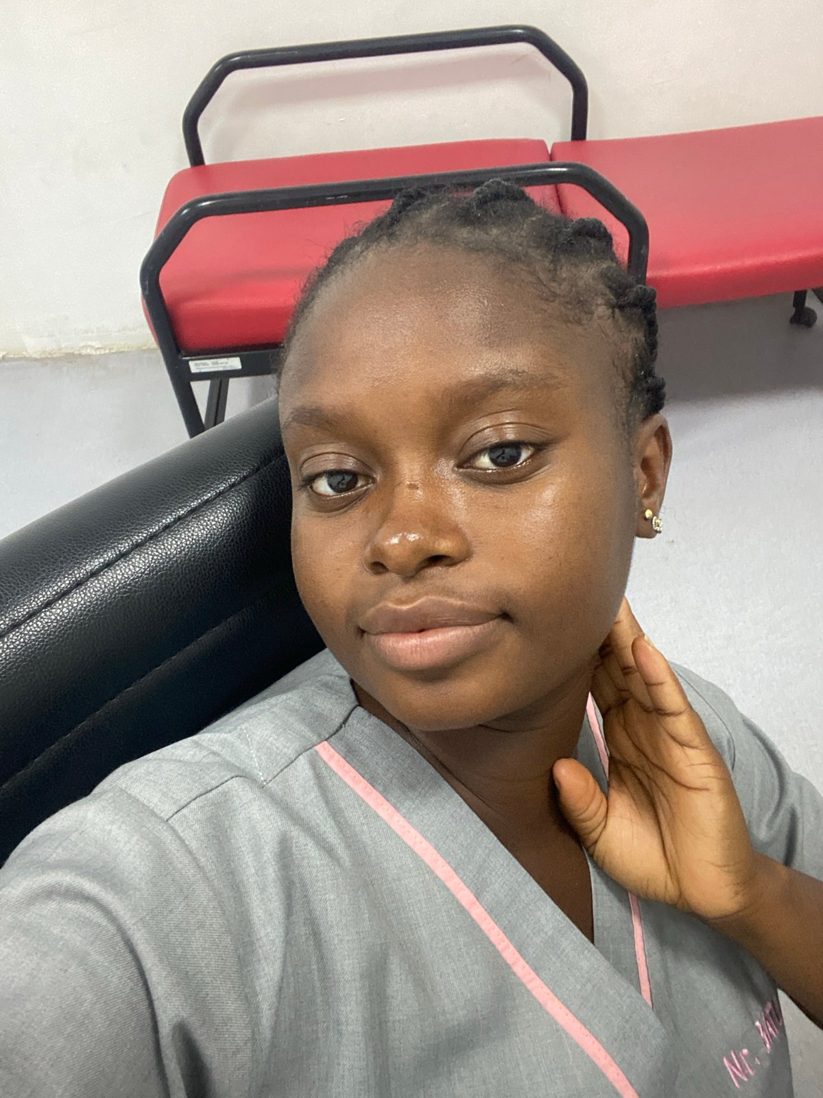 Medical worker photographed in office setting May 6