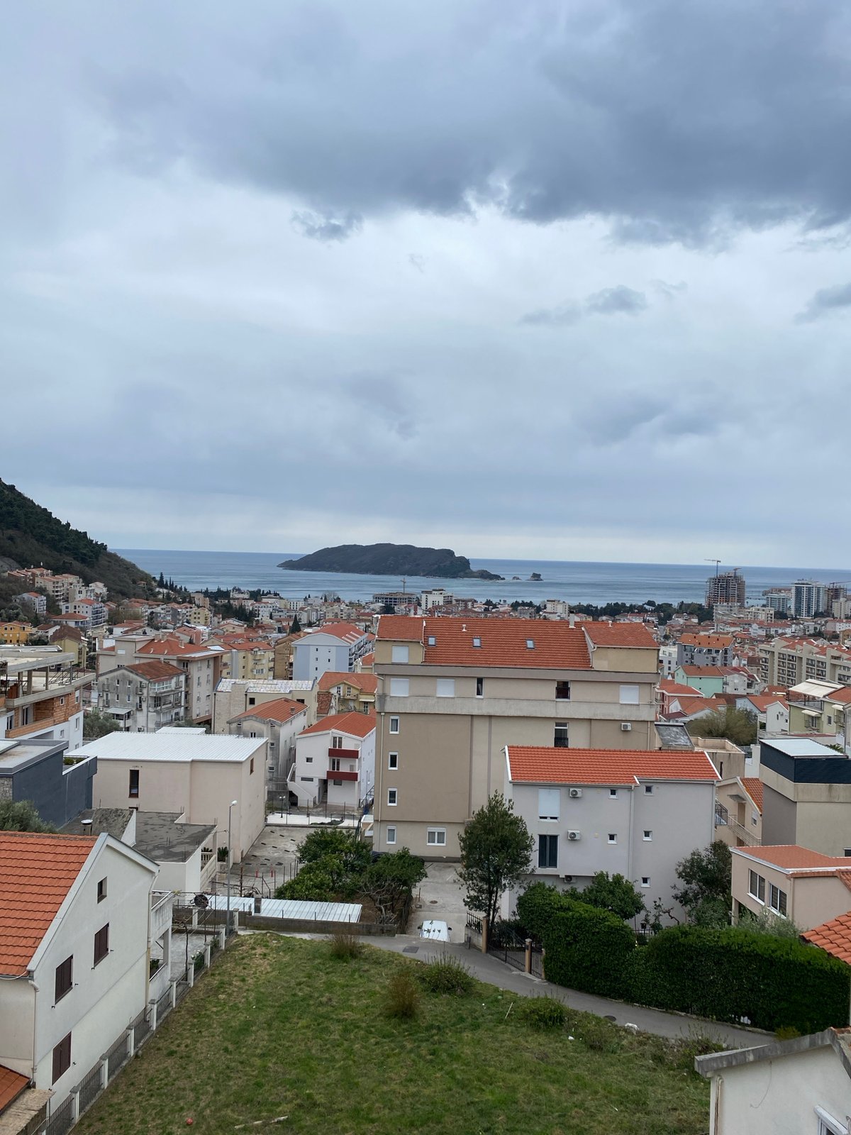 Cloudy afternoon views captured across Budva, Montenegro coastline