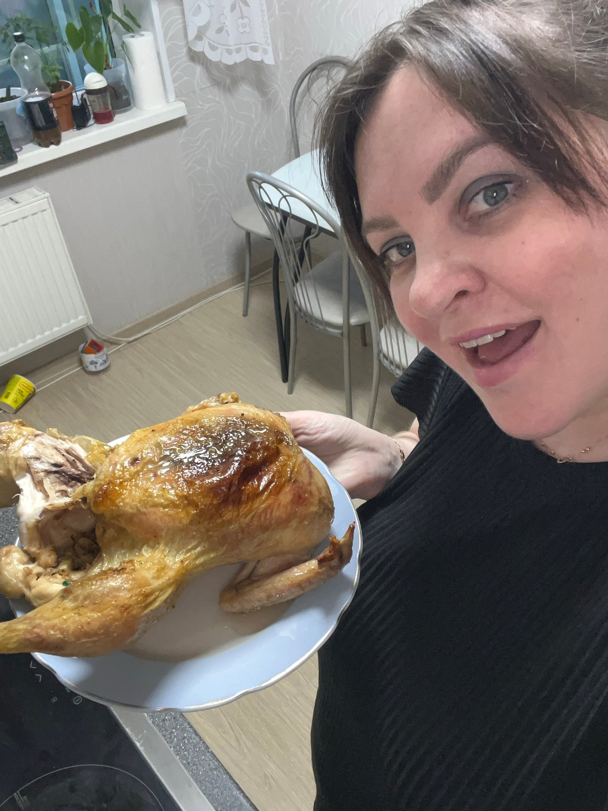 Home chicken dinner gathering documented in Perm, Russia