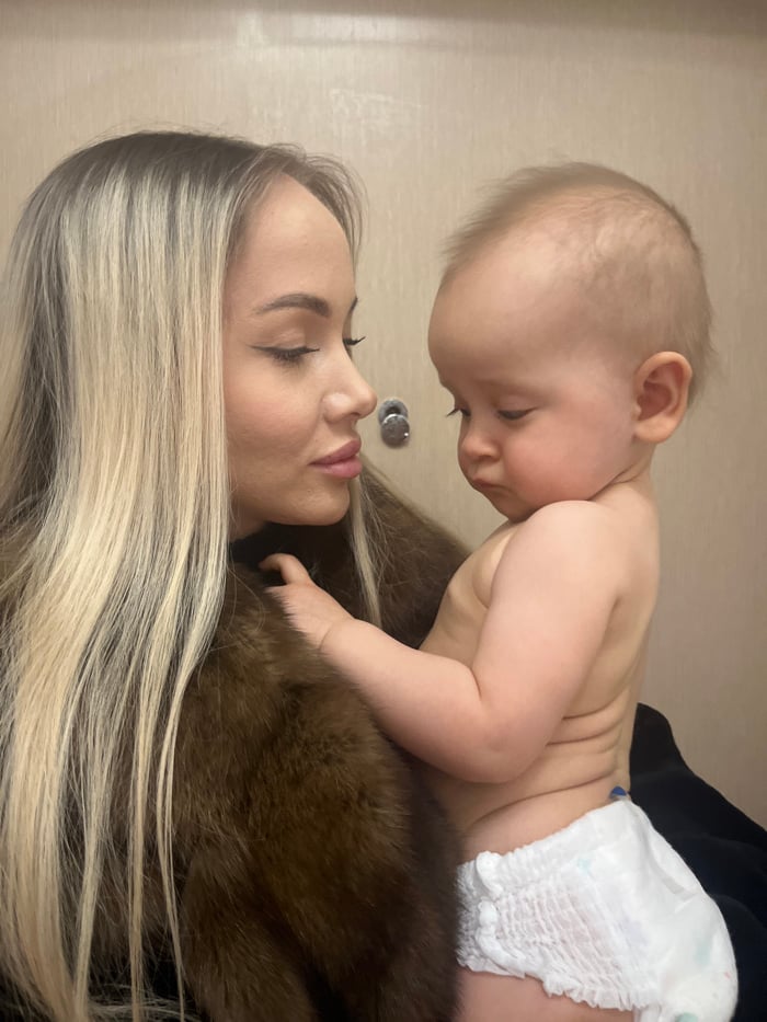 Mother and baby share tender moments in Khimki home