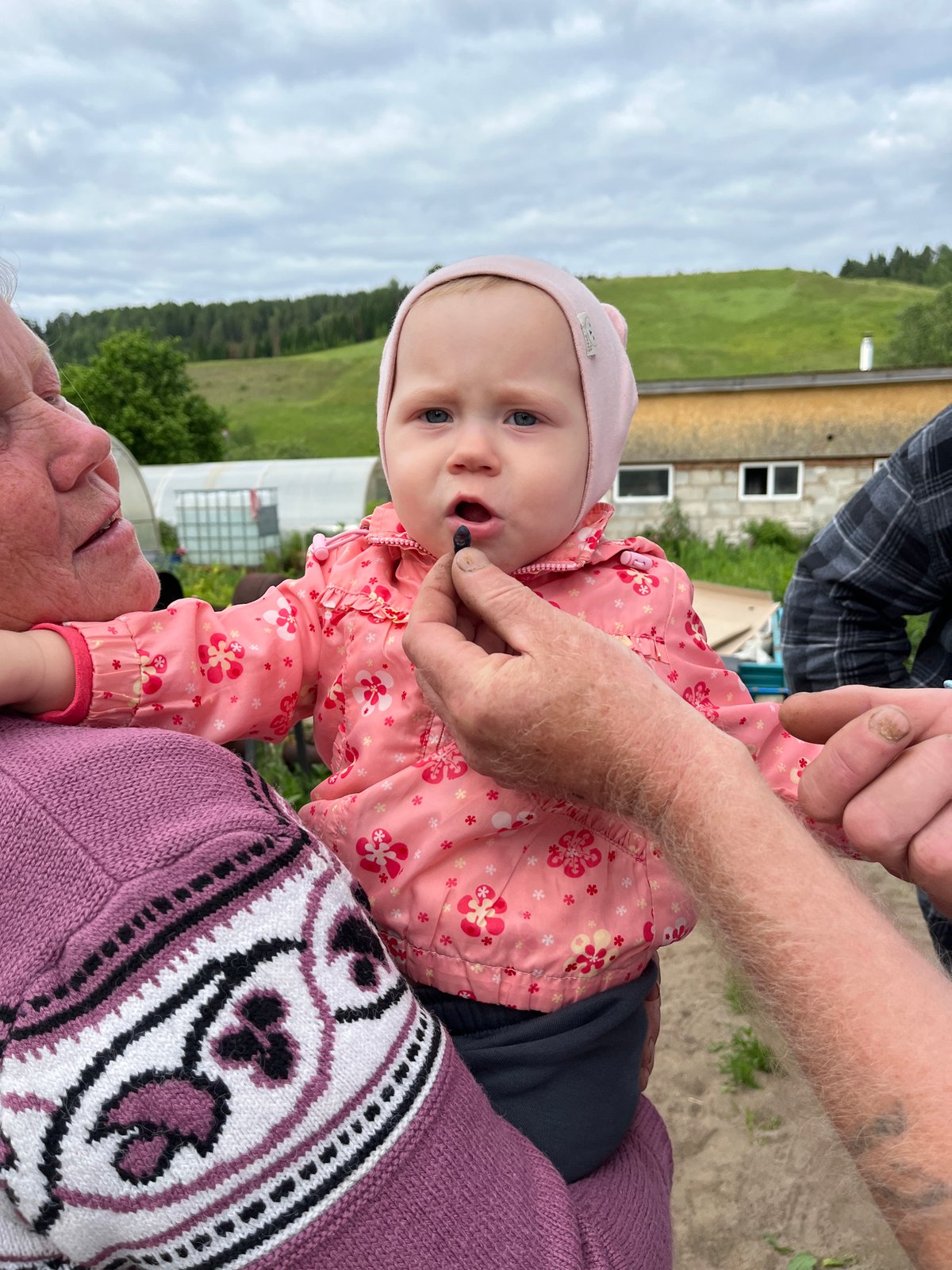 Garden visit with baby documented in Olkhovka Russia