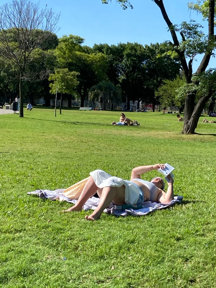Buenos Aires residents enjoy summer evening in city parks