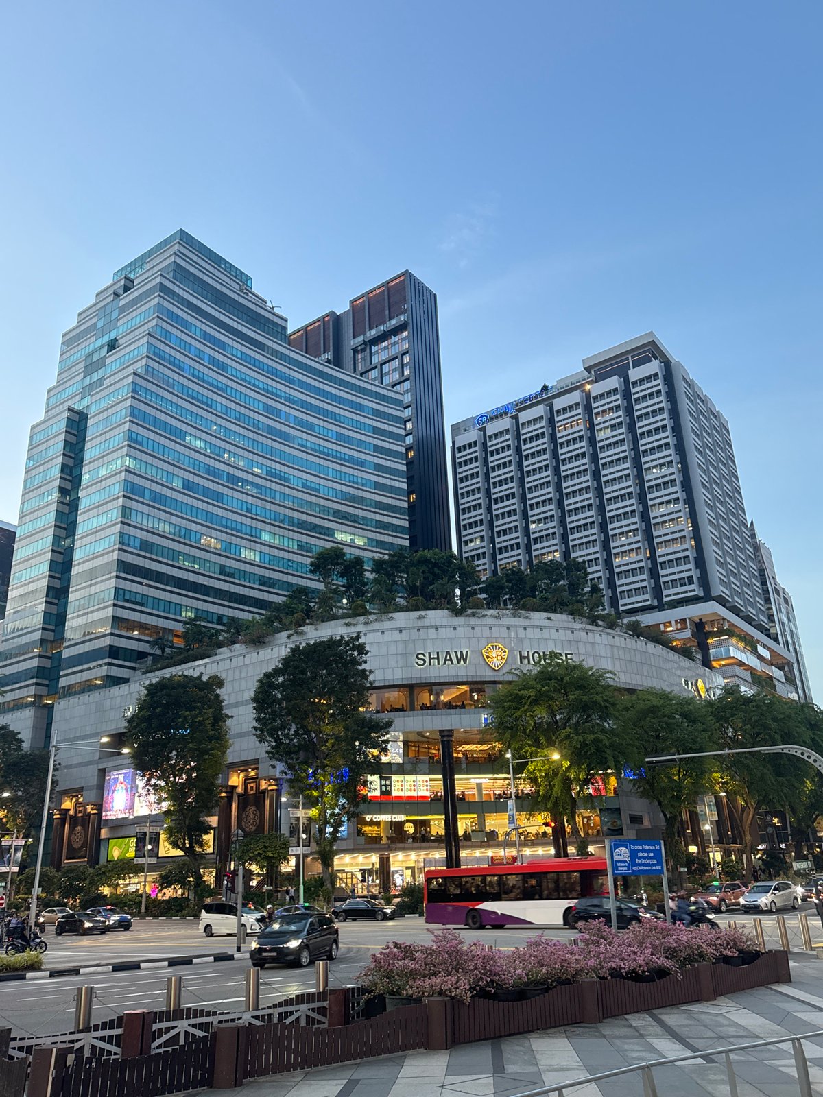 Orchard Road street life: malls, public art, and a sidewalk musician