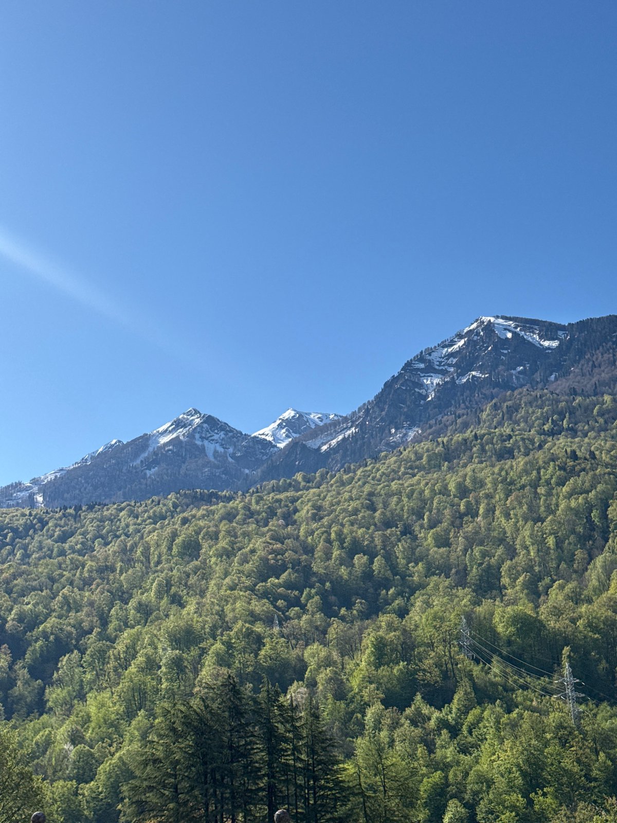 Mountain landscape with snow patches observed in Krasnaya Polyana