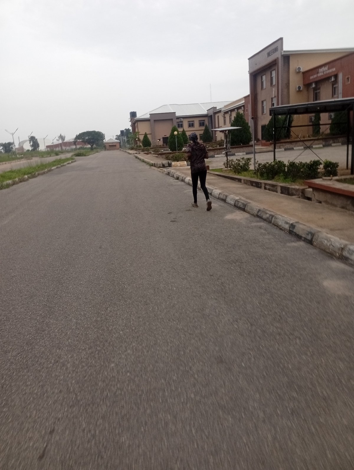 Morning scenes around a modern institutional complex in Jos, Nigeria